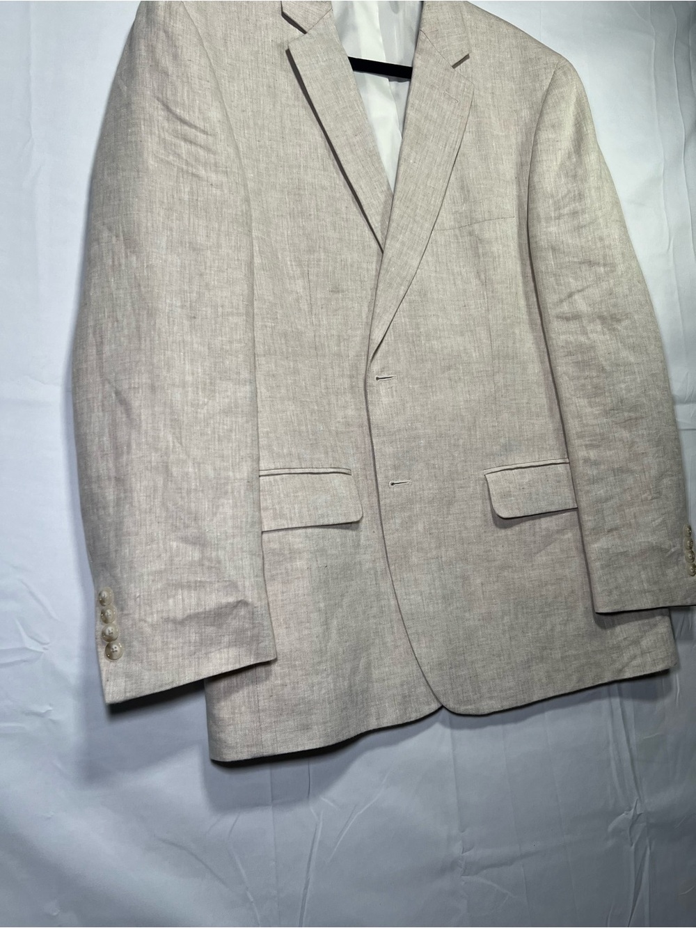 Haspel 100% Linen Beige Two Button Sport Coat Blazer 42R - Picture 3 of 9
